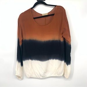 anthropology Language) tricolor long sleeve blouse size small